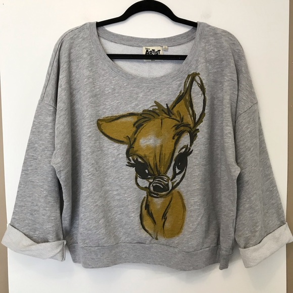 Disney Sweaters - Disney Artist Collection Bambi gray sweatshirt XXL